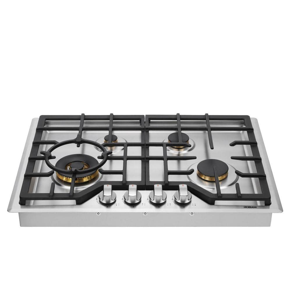 ROBAM 30" Stainless Steel 4-Burner Gas Cooktop with Brass Burners