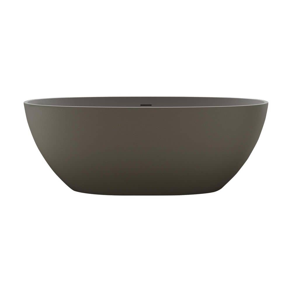 55 in. x 29.5 in. Solid Surface Stone Flatbottom Freestanding Soaking Bathtub with Center Drain in Gray price history on PriceWatchPro