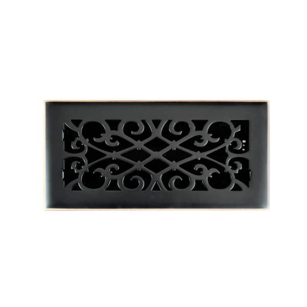 Hampton Bay Elegant Scroll 4 in. x 10 in. Steel Floor Register in Oil Rubbed Bronze