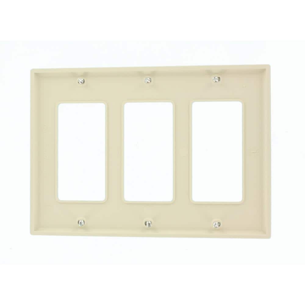 Light Almond 3-Gang Thermoplastic Wallplate