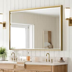 48 in. W x 36 in. H Rectangular Framed Aluminum Beveled Edge Wall Mount Bathroom Vanity Mirror in Champagne Gold