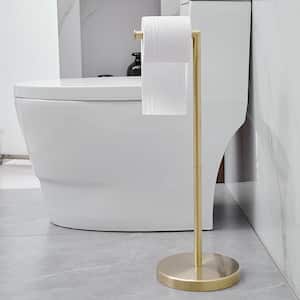Round Freestanding Toilet Paper Holder in Brushed Gold