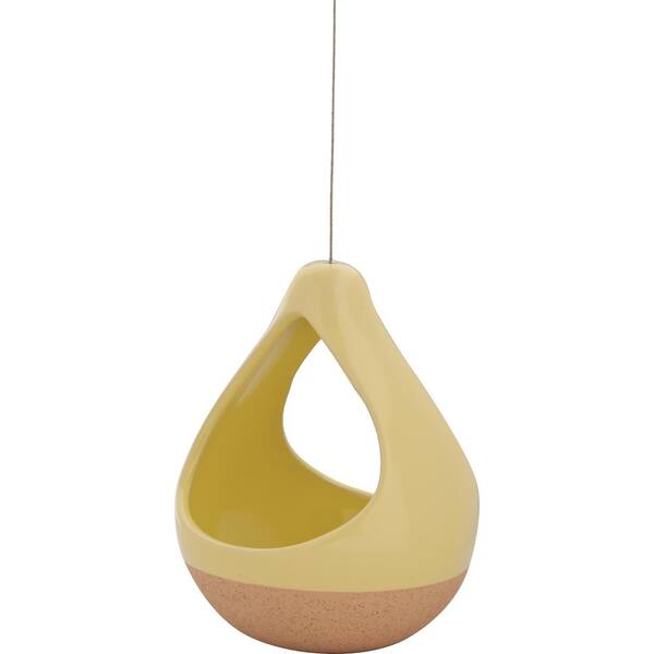 Pride Garden Products Live Green Nidos 4.25 in. Yellow Ceramic Hanging Short Pear Planter