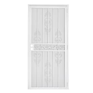 32 in. x 80 in. Valencia White Steel Surface Mount Outswing Security Door with Expanded Steel Screen Inlay