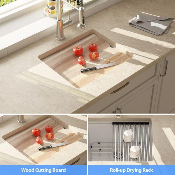 LORDEAR 21 in. Undermount Bar Sink Single Bowl Quartz Composite