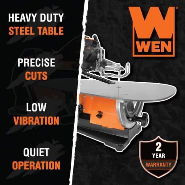 WEN LL2156 21 in. 1.6 Amp Variable Speed Parallel Arm Scroll Saw with Extra-Large Dual-Bevel Steel Table - 2