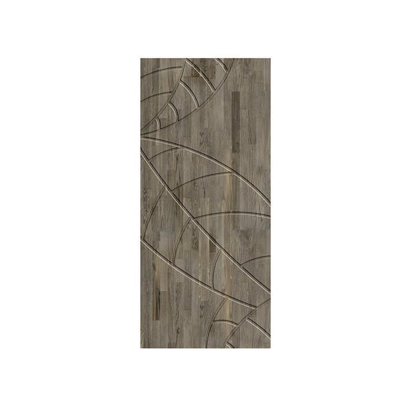 30 in. x 84 in. Hollow Core Weather Gray Stained Pine Wood Interior Door Slab