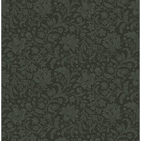 Hague Dark Green Floral Trail Wallpaper Sample