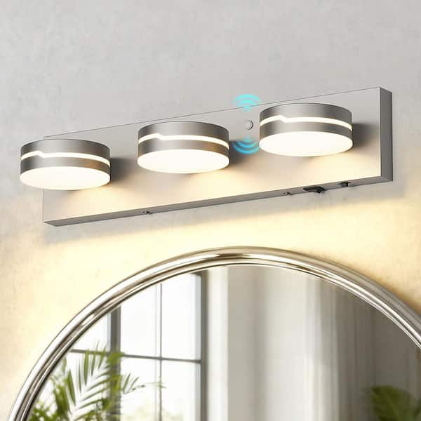 RUGIAR 18.9 in. 3-Light Brushed Nickel Modern Bathroom Vanity