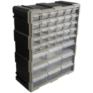 39-Drawer Black Plastic Small Parts Compartment Organizer - Storage Drawers for Organizing Hardware or Crafts