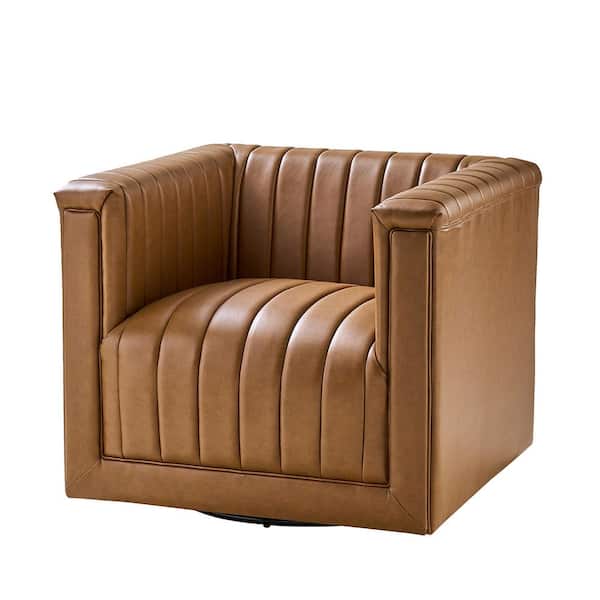 Rosa Camel Modern Upholstered Swivel Chair