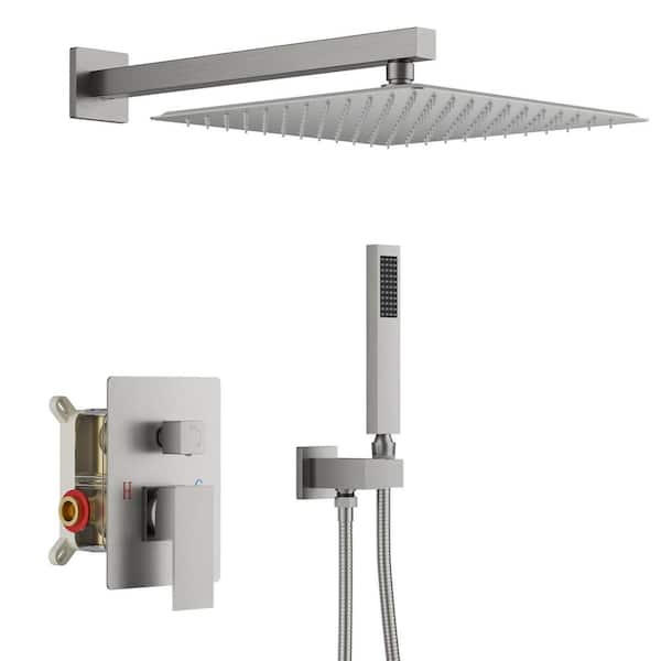 Single-Handle 2-Spray Shower Faucet 2.5 GPM with Easy to Install Pressure Balance Valve in Brushed Nickel