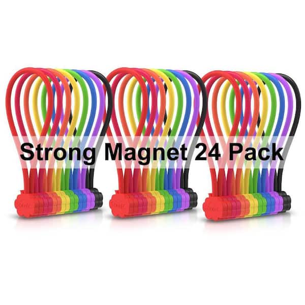 OBJLGEV Magnetic Cable Ties Cute Cloud Design Reusable Silicone Twist Ties Strong Magnet Cord Organizer 24 Pack Assorted Colors