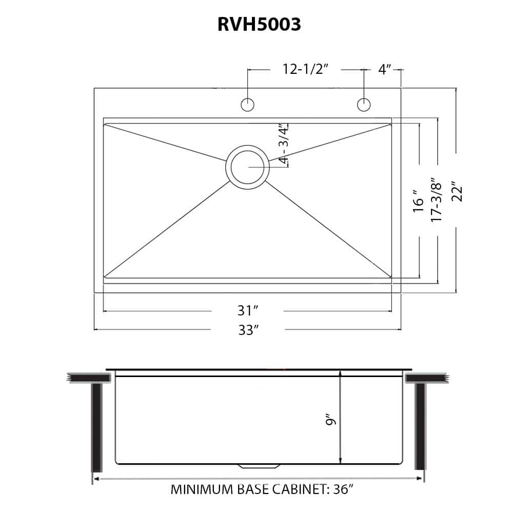 Ruvati 33" Matte Black Stainless Steel Workstation Kitchen Sink