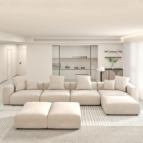101.4 in. Comfy Half Moon Fleece Boucle Teddy Curved Sectional Modular 5 Seats Leisure Sofa Couch for Apartment, Blue