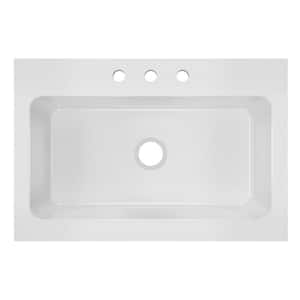 Burnham 34in. Drop-in 1 Bowl  White Fireclay Sink Only and No Accessories