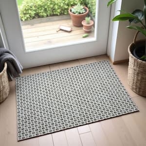 Mayfield Premium Machine Washable Abstract AMF1428 Ivory 2 ft. x 3 ft. Area Rug