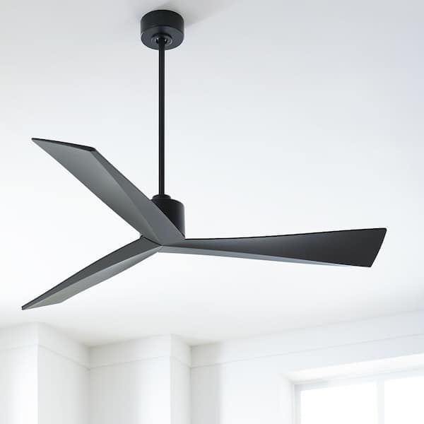 Adler 60 in. Indoor/Outdoor Modern Matte Black Ceiling Fan with Matte Black Blades, DC Motor and 6-Speed Remote Control