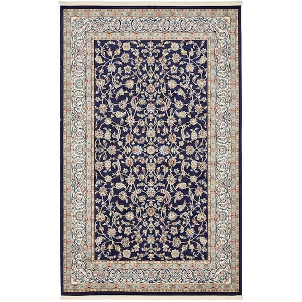 Unique Loom Narenj Leeds Navy Blue 5' 0 x 8' 0 Area Rug