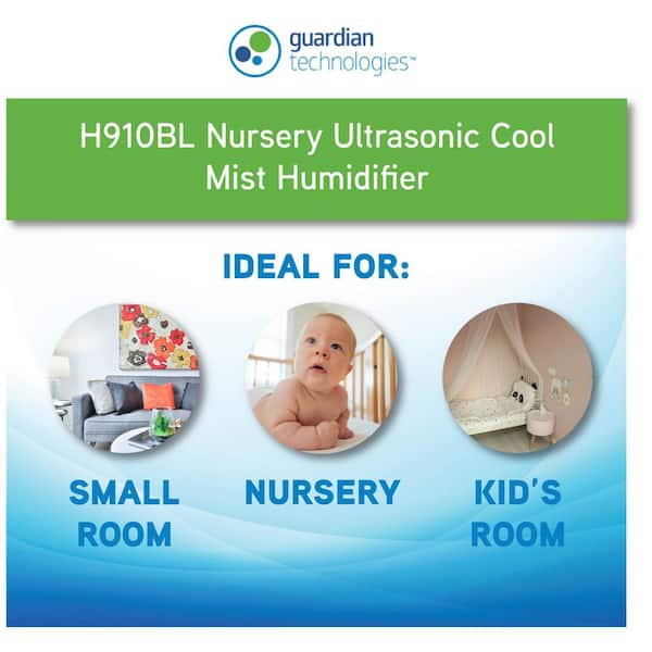 Pure Guardian H910BL Ultrasonic Cool Mist Humidifier 14 Hrs. Run Time 210 Sq. ft. Coverage Small Rooms Quiet Filter Free