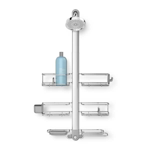 3-Tier Adjustable Shower Caddy XL in Stainless Steel and Anodized Aluminum