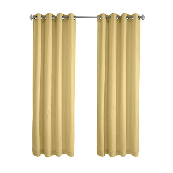 Habitat Harmony Yellow Polyester Crinkle Textured 52 in. W x 63 in. L Grommet Indoor Light Filtering Curtain (Single Panel)