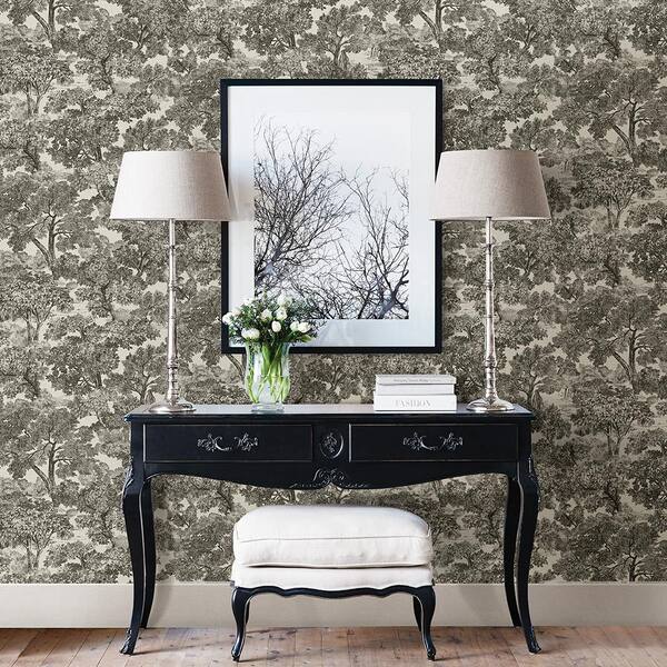 Chesapeake Blyth Black Toile Black Wallpaper Sample 3112-002723SAM ...