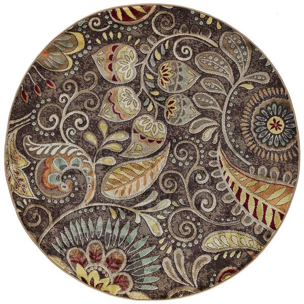 Capri Abstract Brown 8 ft. Round Indoor Area Rug