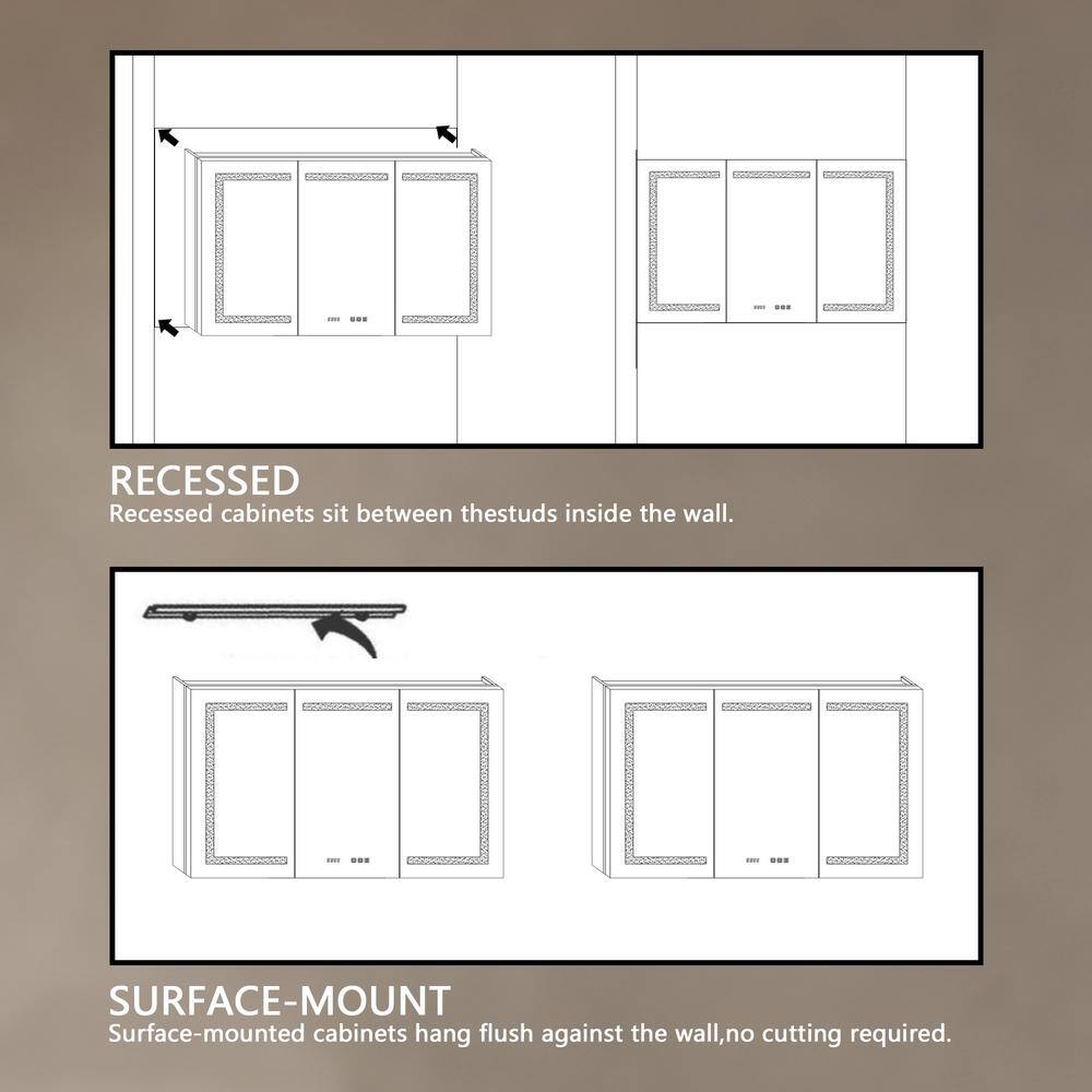 48'' x 32'' Silver Aluminum LED Medicine Cabinet with Mirror