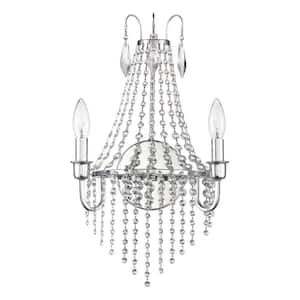 Maisie 11 in. 1-Light Chrome Glam Wall Sconce with Faceted Drops