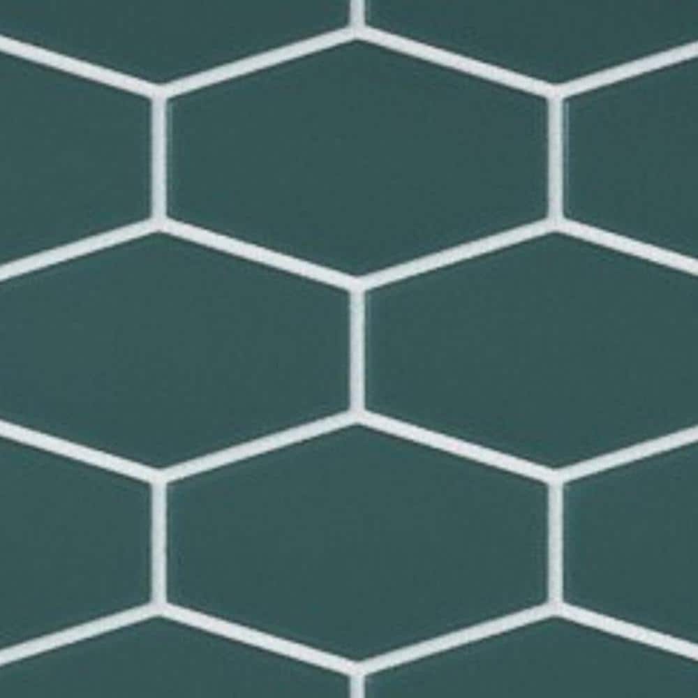 Long Hex 11 in. x 10.6 in. Marine Matte Glass Mesh-Mounted Mosaic Tile (9.02 sq. ft./Case) price history on PriceWatchPro