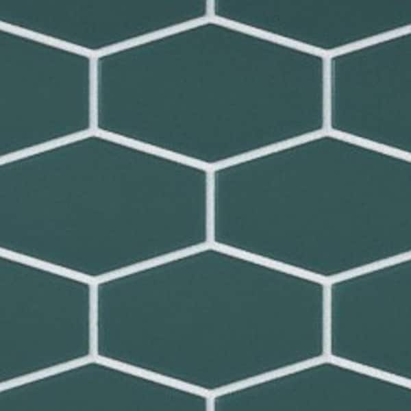 CRUZ BAY STUDIO Long Hex 11 in. x 10.6 in. Marine Matte Glass Mesh-Mounted Mosaic Tile (9.02 sq. ft./Case)