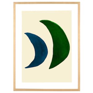 Twin Moons Framed Mixed Media Abstract Wall Art 4 in. x 21 in.