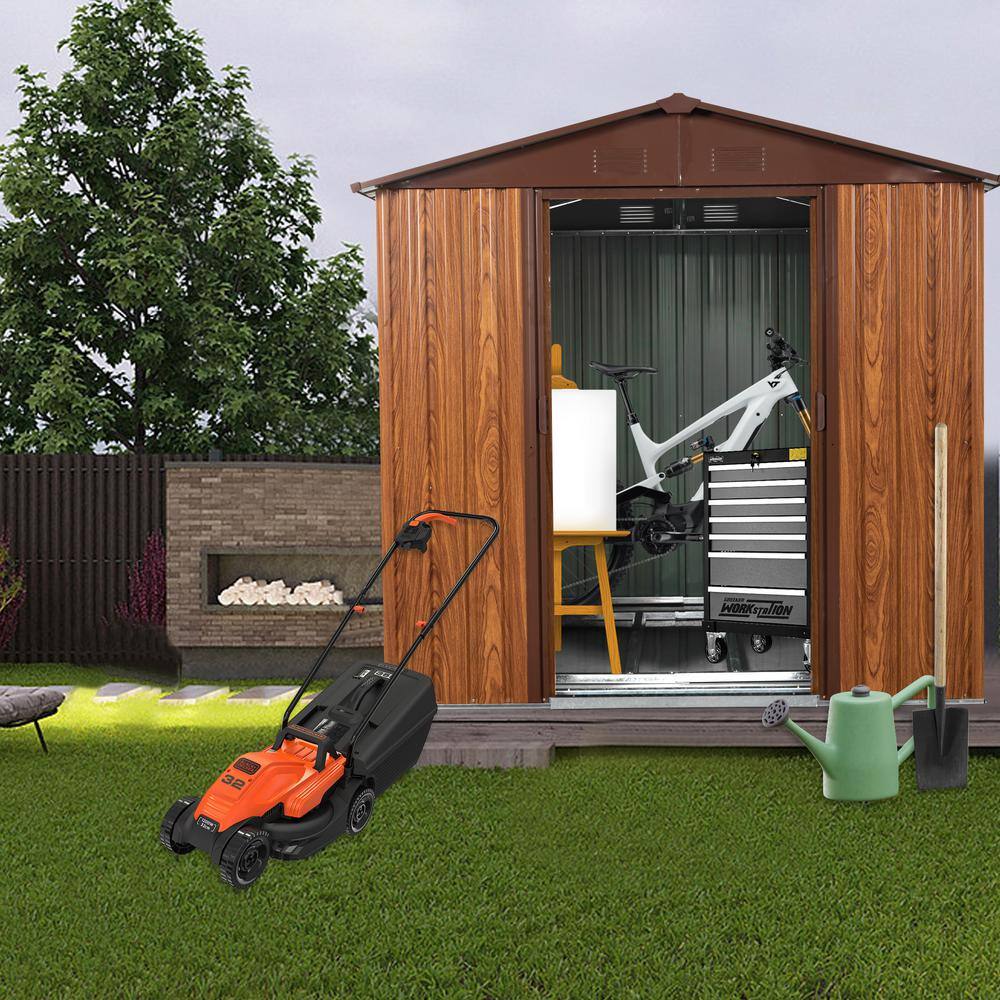 6 ft x 6 ft Brown Metal Storage Shed with Window