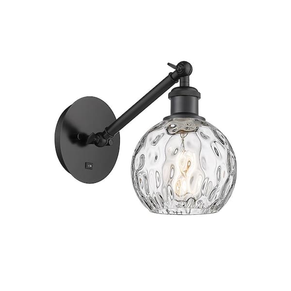 Innovations Athens Water Glass 1-Light Matte Black, Clear Water Glass Wall Sconce with Clear Glass Shade