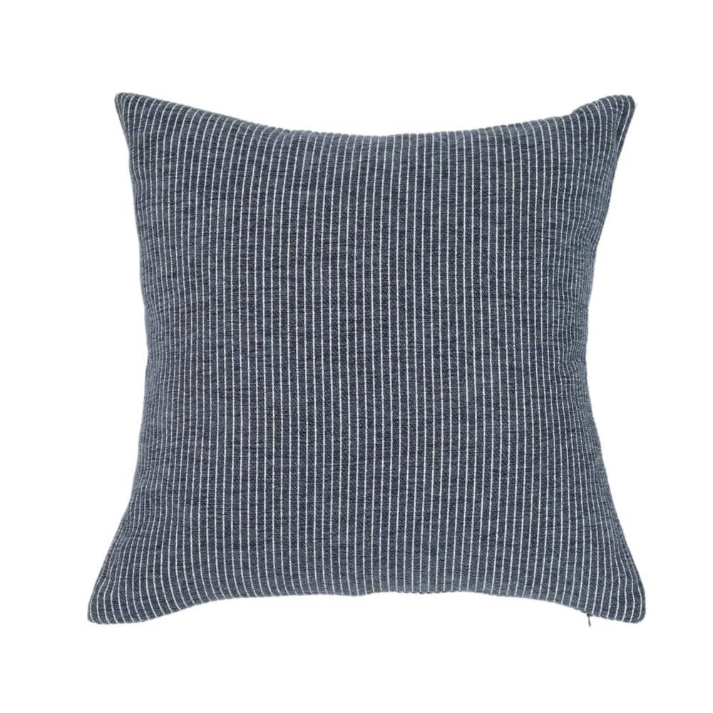 Elsa Mood Indigo Reversible Woven Pinstripes 18" Square Pillow