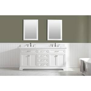 Milano 72 in. W x 22 in. D Bath Vanity in White with Quartz Vanity Top in White with White Basin