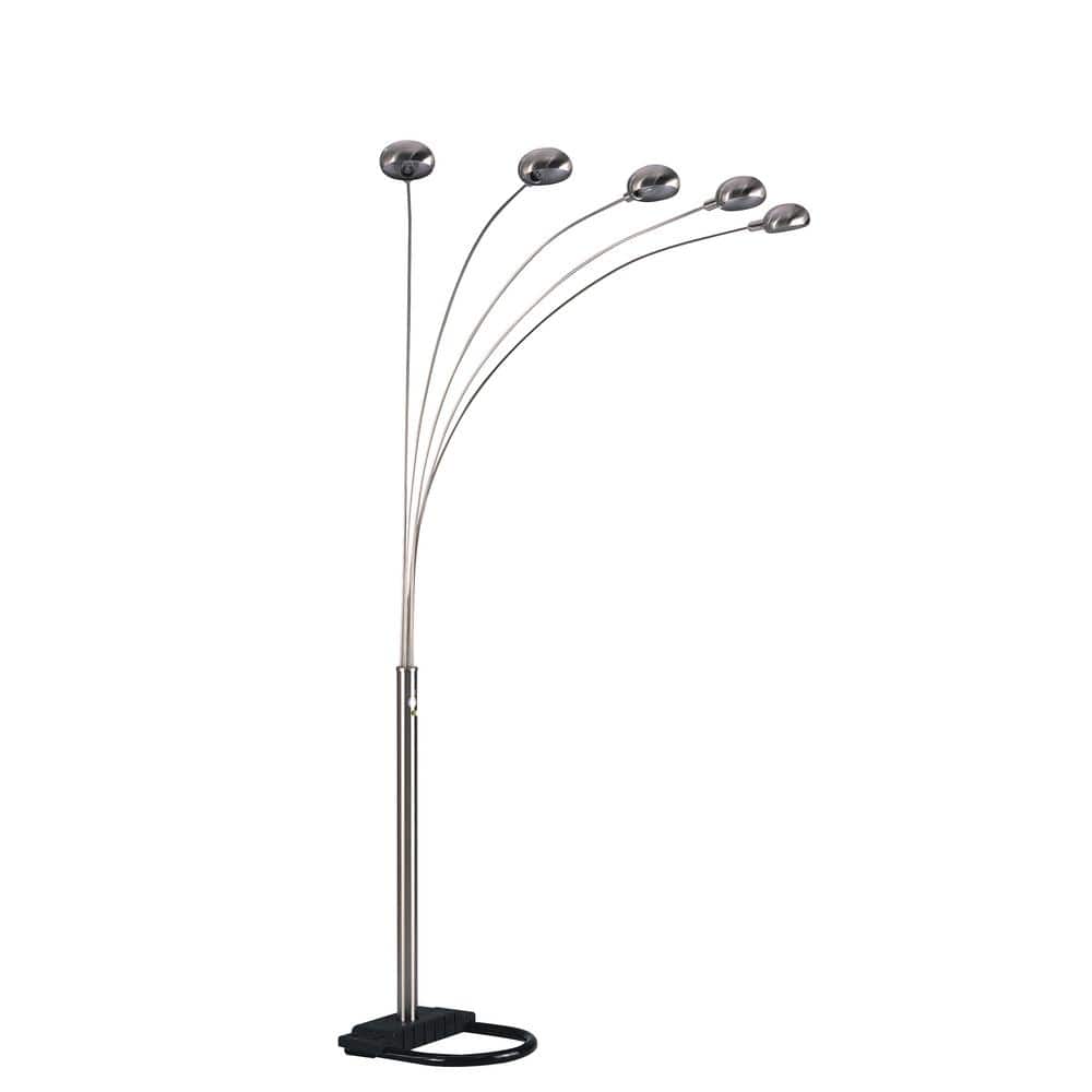 Sunpez 84 in. H Silver 5-Light Arc Floor Lamp with Dimmer