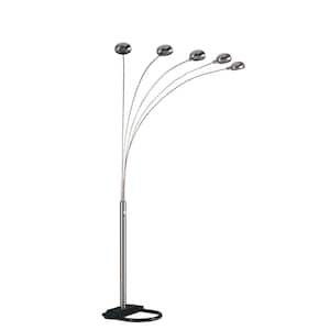 84 in. H Silver 5-Light Arc Floor Lamp with Dimmer Switch