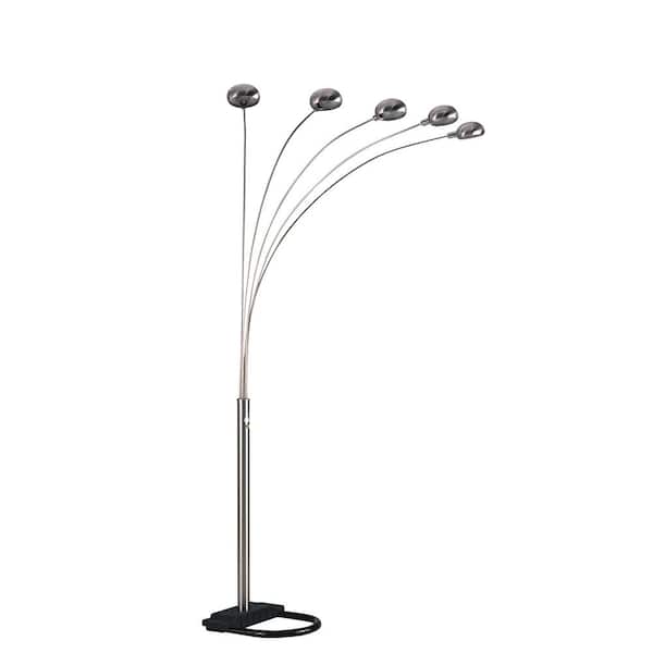 Sunpez 84 in. H Silver 5-Light Arc Floor Lamp with Dimmer Switch