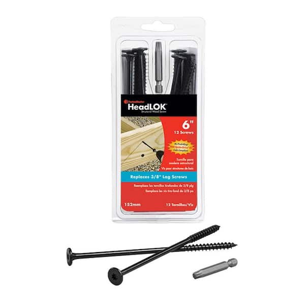 FastenMaster HeadLOK Structural Wood Screws – 6 inch flat head wood screws – Black (12 Pack)
