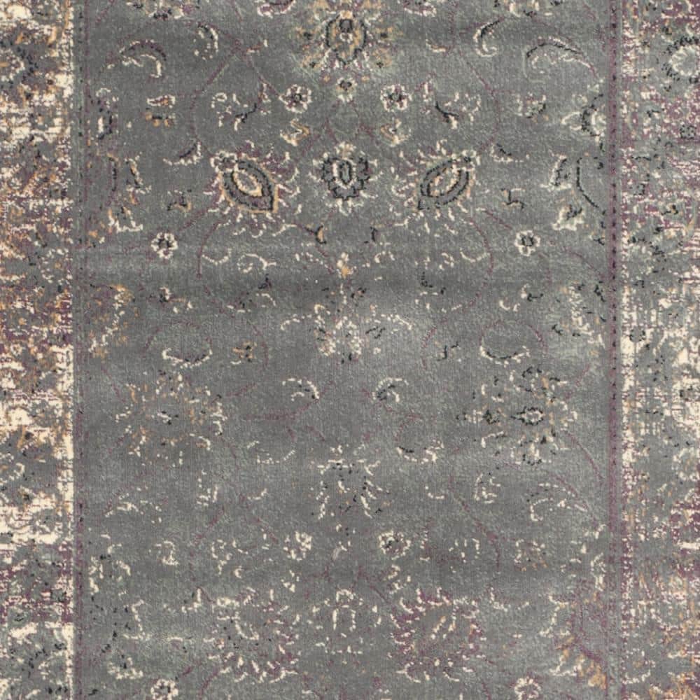 Vintage Gray and Multi-Color Viscose Cotton Runner Rug 2'2" x 12'