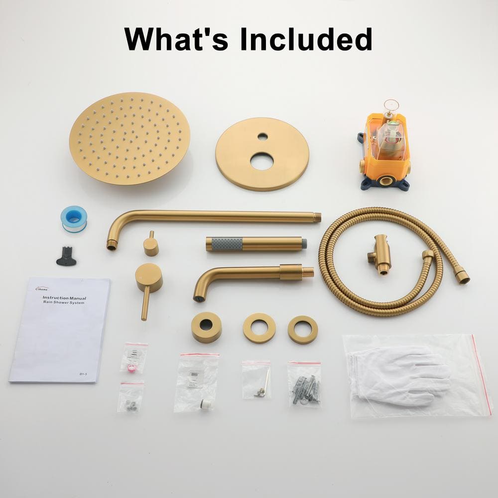 Brushed Gold Large Round Multi-Head Rain Shower System