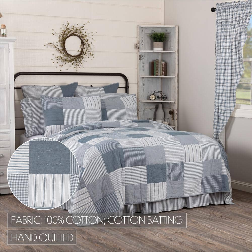 Sawyer Mill Blue and White Cotton King Reversible Quilt Set