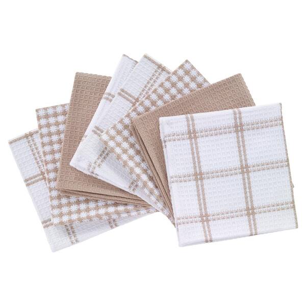 T-fal Sand Coordinating Flat Waffle Weave Cotton Dish Cloth Set of 8 94859  - The Home Depot