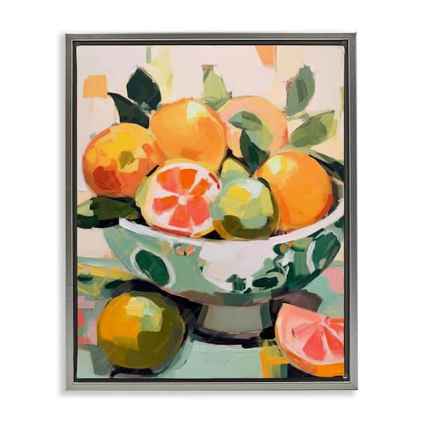 Fruit Basket Abstraction by LSR Design Studio Gray Floater Frame Food Graphic Art Print 21 in. x 17 in.