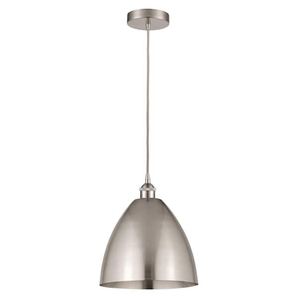 Innovations Edison Dome 100-Watt 1-Light Brushed Satin Nickel Standard Mini Pendant Light with Metal Shade