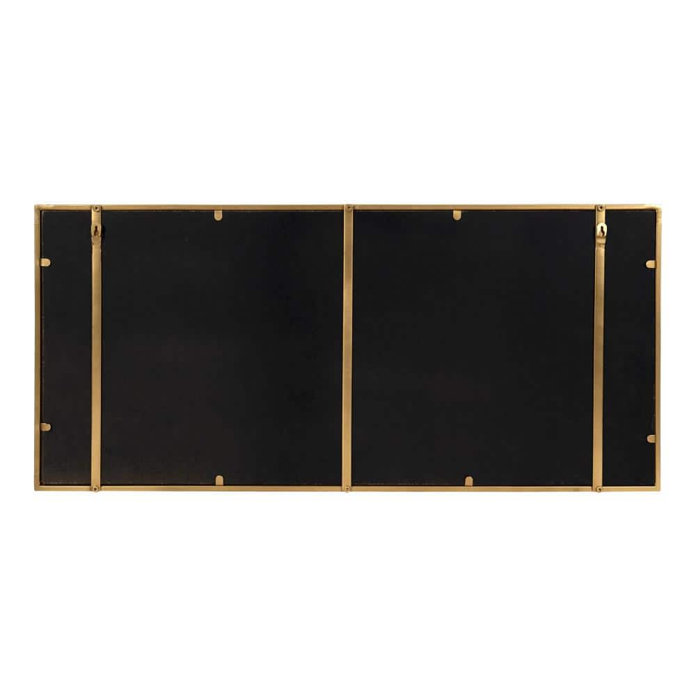 Gold Full Length Rectangular Metal Frame Mirror with Shelf