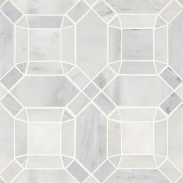 Bedrosians Sample-Monet 4 in. x 5 in. Honed Oriental White Marble Mosaic Subway Tile
