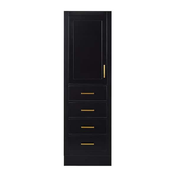 ARIEL T2065-lc-blk Hepburn 65" Wood Free Standing Bathroom Linen Tower - Black / Satin ARIEL T2065-lc-blk Hepburn 65" Wood Free Standing Bathroom Linen Tower - Black / Satin
